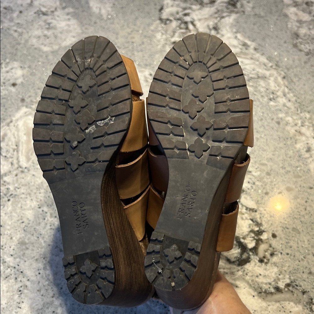 Franco Sarto Brown Leather Wedge Sandals Size 7.5 EUC - Picture 8 of 10